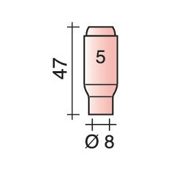 Buse gaz en céramique standard D. 8 mm longueur 47 mm TRAFIMET (Par 10)