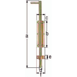 Loquet sol L.400mm B.57mm Sacier galva jaune . - 120mm