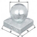 Chapeau de poteau 70x70mm D.60mm carré avec boule galvanisé GAH (Par 6)
