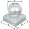 Chapeau de poteau 70x70mm D.60mm carré avec boule galvanisé GAH (Par 6)