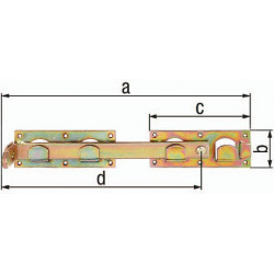 Loquet verrou Gauche/droite 423x70x180x333mm Trou-Ø5mm 12