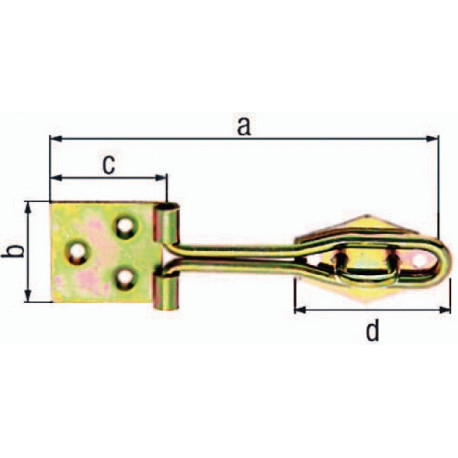 Verrou L.120mm B.315mm acier galvanisé jaune (Par 10)