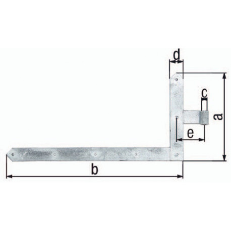 Charnière d'angle de porte 400x800x60x120mm acier galva 8mm GAH