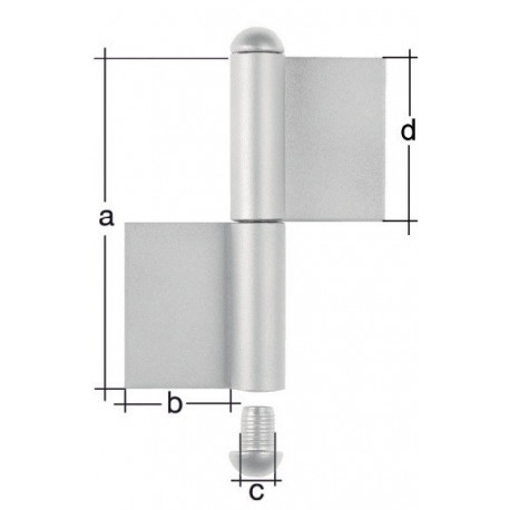 Charnière Typ K04 2 unités.pour souder tête ronde en acier inoxydable 100/30/9/50mm GA