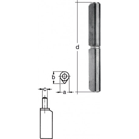 Charnière bande-L.60mm Acier brillant-Ø 6mm GAH (Par 24)
