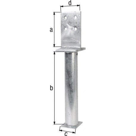 Support poteau 130x500x80x90mm Acier brut, galvanisé à chaud