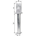 Support poteau 130x500x80x90mm Acier brut, galvanisé à chaud