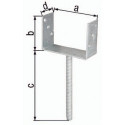 Support poteau ETA-10/0210 121x100x200x60mm Galvanisé à chaud avec ancrage en béton en acier ondulé