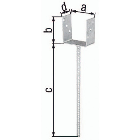 Support poteau ETA-10/0210 101x100x400x60mm TZN m.ext.langem Betonanker GAH