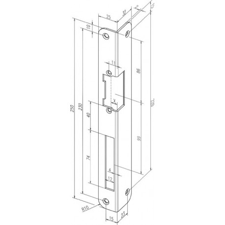 Gâche serrure .IW 324 R-10 EST VA rd.DIN Gauche ASSA ABLOY