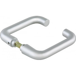 Paire de poignées de porte en verre rond LM argent elox carré 8mm DORMAKABA