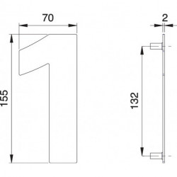 Chiffre du numéro de maison 1 Inox matt 150mm B.70mm EDI