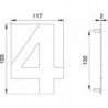 Chiffre du numéro de maison 4 Inox matt 150mm B.117mm EDI