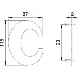 Lettre de numéro de maison c Inox matt 110mm B.87mm EDI
