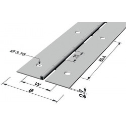 Charnière à barre largeur ouverte 32mm S.0,7mm 35000mm fer plaqué laiton P & G