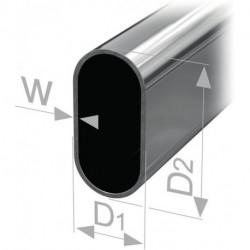 Tube d'armoire ovale soudé sans soudure, acier chromé, hauteur du tube 30 mm, largeur du tube 15 mm, épaisseur de la paroi 1 mm 2000 mm PG