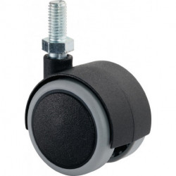 Roulette double en plastique D. de la roue 50 mm cap. charge 50 kg M8 polyamide