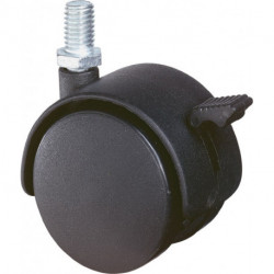 Rouleau double en plastique avec blocage D. de la roue 50 mm cap. charge 40 kg M