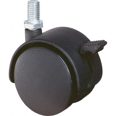Rouleau double en plastique avec blocage D. de la roue 50 mm cap. charge 40 kg M