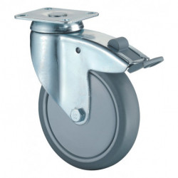 Roulette orientable avec frein D. de la roue 125 mm cap. charge 100 kg avec plaq