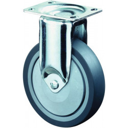 Roulette fixe 125 mm 100 kg caoutchouc plein 95 x 70 mm