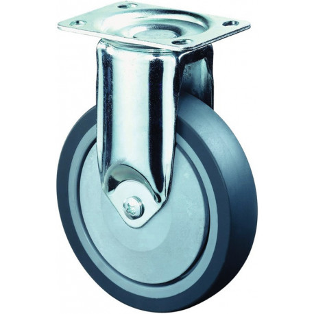 Roulette fixe 125 mm 100 kg caoutchouc plein 95 x 70 mm