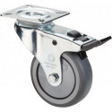 Roulette orientable avec frein D. de la roue 75 mm cap. charge 60 kg avec plaque
