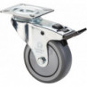 Roulette orientable avec frein D. de la roue 75 mm cap. charge 60 kg avec plaque