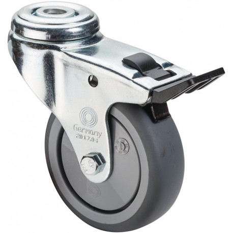 Roulette orientable avec frein D. de la roue 100 mm cap. charge 70 kg avec perça
