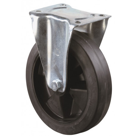 Roulette fixe D. de la roue 160 mm cap. charge 250 kg caoutchouc plein plaque L1