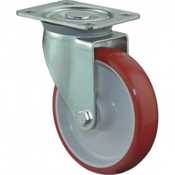 Rouleau de renvoi D. de la roue 80 mm cap. charge 125 kg polyuréthane plaque L10