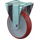 Roulette fixe D. de la roue 80 mm cap. charge 125 kg polyuréthane moulé plaque L