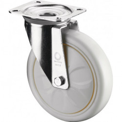 Roulette D.150mm Capacité.650kg plastique L135xB110mm blanc BS ROLLEN