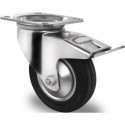 Roulette pivotante Ø 160 mm, capacité de charge 135 kg avec frein total, caoutchouc plein 135x110mm PROMAT