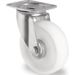 Roulette pivotante Ø 200 mm capacité de charge 350 kg plaque polyamide L135xP110 mm PROMAT