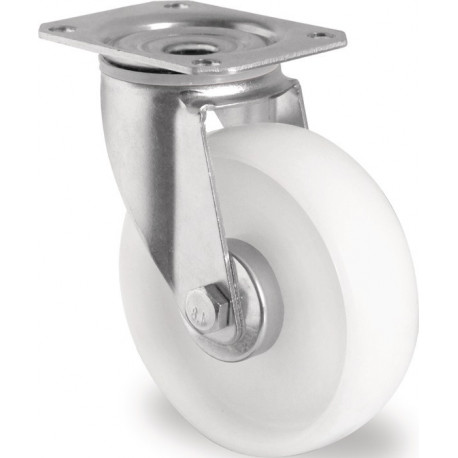 Roulette pivotante Ø 200 mm capacité de charge 350 kg plaque polyamide L135xP110 mm PROMAT