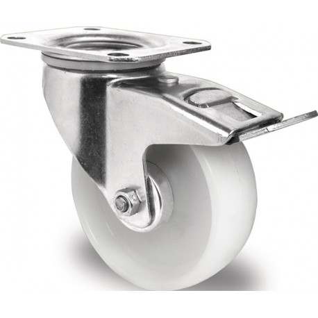 Roulette pivotante Ø 150 mm, capacité de charge 300 kg avec blocage total polyamide 135x110mm PROMAT