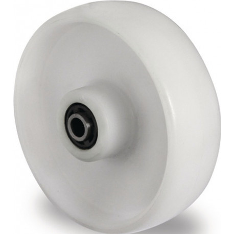 Roulette D.150mm Capacité 300kg PA blanc Axe D.20mm Longueur du moyeu 59mm PROMAT