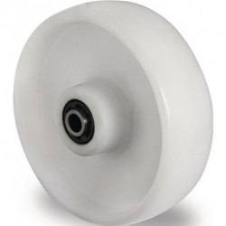 Roulette D.200mm Capacité 350kg PA blanc Axe D.20mm Longueur du moyeu 59mm PROMAT