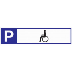 Signalisation de places de stationnement stationn. p. handicapés L460xl110 mm aluminium blanc/bleu/noir