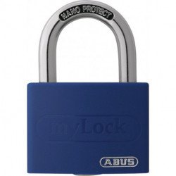 Cadenas à cylindre T65AL / 40 bleu brillant corps de serrure largeur 43 mm aluminium à clés identiques