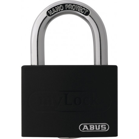 Cadenas à cylindre T65AL / 40 noir Lock-Tag Largeur du corps de la serrure 43 mm aluminium claveté différemment