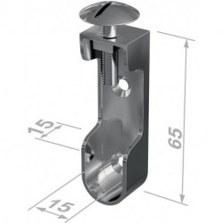 Support tube cintre armoire 11118 Zinc coulé sous pression, nickelé, fixation murale.30x15mm PG (Par 50)