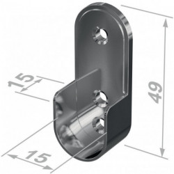 Support tube cintre armoire 11121 Zinc coulé sous pression, nickelé, fixation murale.30x15 PG