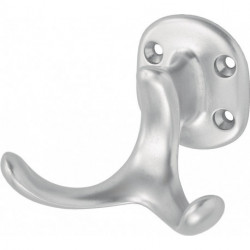 Crochet 0029 double A.60mm Aluminium anodisé argent H.47mm HERMETA