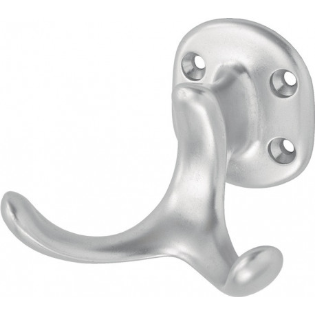 Crochet 0029 double A.60mm Aluminium anodisé argent H.47mm HERMETA