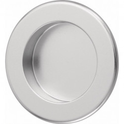 Poignée à encastré en aluminium anodisé argenté, entrée ronde D. 50 mm HERMETA