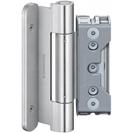 Charnière de porte d'entrée Baka Protect 4010 3D Inox mat 160kg Portes d'entrée en bois