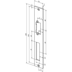 Plaque de frappe plate 94A inox ma Rect.B.34xL.250mm DIN Gauche/droit ASSA ABLOY