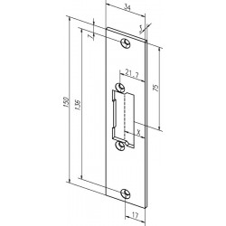 Plaque de frappe plate 21C inox ma Rect.B.34xL.150mm DIN Gauche/droit ASSA ABLOY